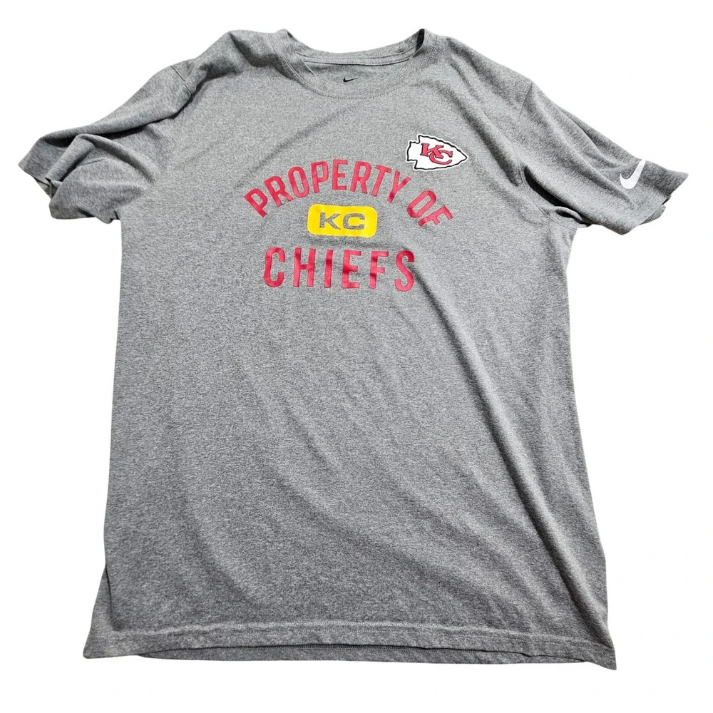 Nike T-Shirt Men Large Gray Kansas City Chiefs Property Of NFL Dri-FIT Tee